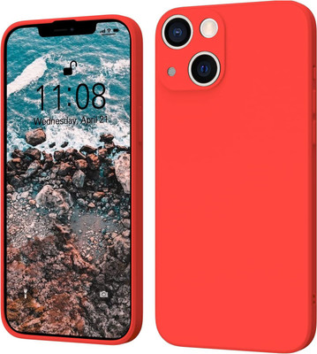 RiverForest Back Cover for Iphone 13, Soft Liquid Silicone Slim Protective, Case For Iphone 13(Red, Dual Protection, Pack of: 1)