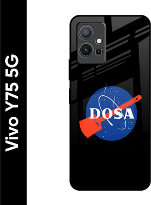 QRIOH Glass Back Cover for Vivo Y75 5G(Black, Grip Case, Pack of: 1)