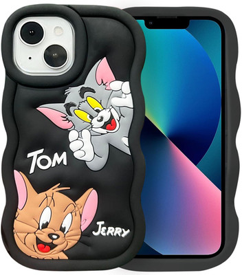 TKTHUB Back Cover for iPhone 13 Soft Silicon Tom and Jerry Phone Case(Black, Silicon)
