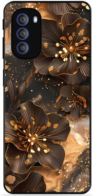 leeon Back Cover for Motorola Moto G51 5G, Golden Flowars(Black, Dual Protection, Pack of: 1)