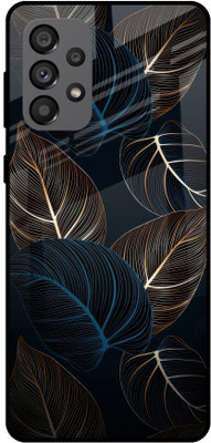 QRIOH Glass Back Cover for Samsung Galaxy A73 5G(Multicolor, Gold, Grip Case, Pack of: 1)