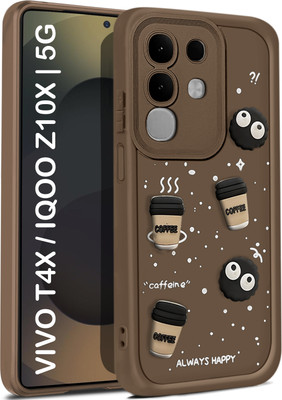 Vshop Back Cover for iQOO Z10x 5G, Vivo T4x 5G Cute Fun Cartoon 3D Ball Coffee Case(Brown, 3D Case, Silicon, Pack of: 1)