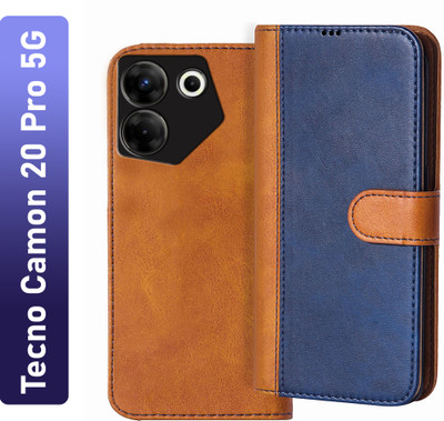 Flipkart SmartBuy Flip Cover for Tecno Camon 20 Pro 5G, Tecno Camon 20(Blue, Brown, Dual Protection, Pack of: 1)