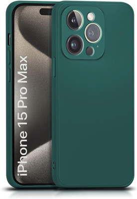 WOW Imagine Back Cover for Apple iPhone 15 Pro Max Slim Ultra Soft Rubberised | Inner Velvet Fabric Lining |(Green, Camera Bump Protector, Silicon)