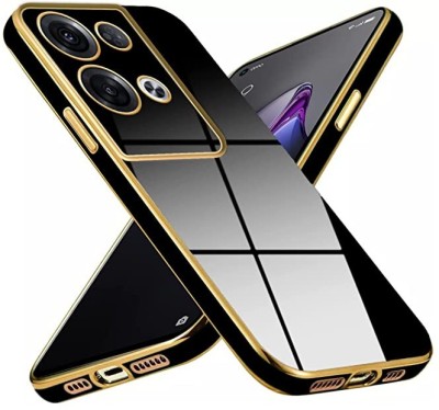 whiteman Back Cover for oppo RENO 8 PRO Back Cover | 6d chrome Gold | Raised Edges | Super Soft-Touch(Black, Matte Finish, Silicon, Pack of: 1)