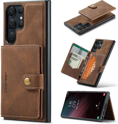 SCALEBEE Back Cover for Samsung Galaxy S23 Ultra Premium Leather Case with Card Holder Cash(Brown, Card Holder, Pack of: 1)