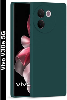 MOBIDEER Back Cover for Vivo V30e 5G, Matte Rubberized Soft Silicone Protective Cloth Inside(Green, Dual Protection, Pack of: 1)