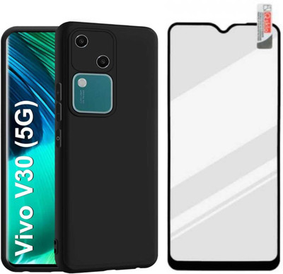 Imake Front & Back Case for Vivo V30 5G(Black, Flexible)