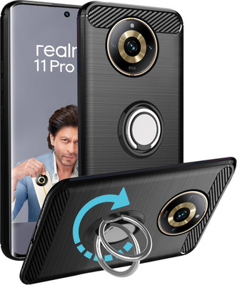 Unistuff Back Cover for Realme 11 Pro+ 5G(Black, Ring Case, Pack of: 1)