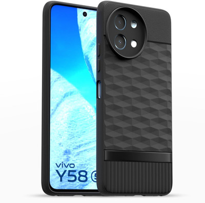 Seetu Back Cover for Vivo T3x, Vivo Y58, Y200i(Black, Silicon)