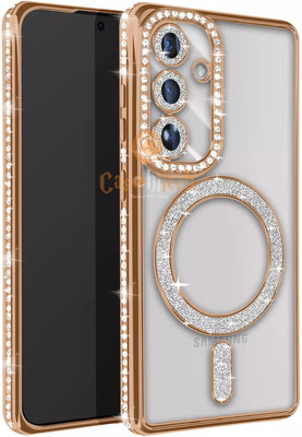 casohitech Back Cover for Samsung Galaxy A56 5G, Samsung A56 5G, Bling Rhineston, Sparkle Diamond, Camera Lens(Gold, Electroplated, Pack of: 1)