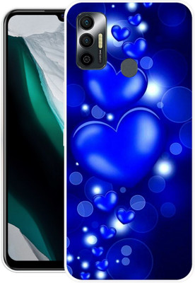 DIKRO Back Cover for Tecno Spark 7T, KF6p, HEARTS, BLUE, HEART, STAR, LOVE(Blue, Flexible, Silicon, Pack of: 1)