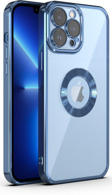 casohitech Back Cover for Apple iPhone 12 Pro, iPhone 12 Pro, Electroplating Logo View(Blue, Transparent, Camera Bump Protector, Pack of: 1)