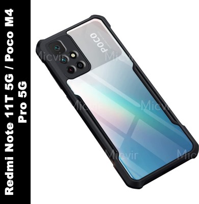 Micvir Back Cover for Redmi Note 11T 5G|Poco M4 Pro 5G(Transparent, Black, Shock Proof, Pack of: 1)