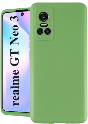 MobiLooks Back Cover for Realme GT NEO 3, Liquid Silicone Case inner Microfiber Cloth(Green, Camera Bump Protector, Silicon, Pack of: 1)