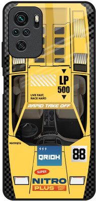 QRIOH Glass Back Cover for Redmi Note 10S(Yellow, Grip Case, Pack of: 1)