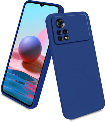 MobiLooks Back Cover for POCO X4 Pro 5G, Liquid Silicone Case inner Microfiber Cloth(Blue, Camera Bump Protector, Silicon, Pack of: 1)