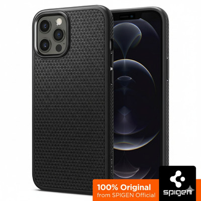 Spigen Liquid Air Back Cover for Apple iPhone 12 Pro Max(Black, Shock Proof, Pack of: 1)