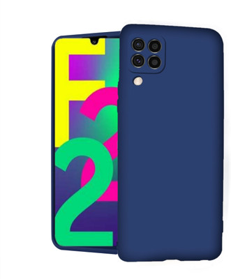 MobiLooks Back Cover for SAMSUNG Galaxy F22, Liquid Silicone Case inner Microfiber Cloth(Blue, Camera Bump Protector, Silicon, Pack of: 1)