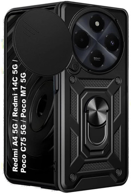 AIBEX Back Cover for Poco M7 5G / Redmi 14C 5G / Redmi A4 5G / Poco C75 5G|D10 Tough Armor|Sliding Camera(Black, Rugged Armor, Pack of: 1)