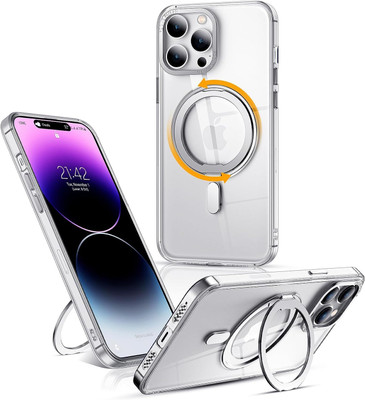 FIEUSCHE Back Cover for IPhone 14 Pro Max Case With Magnatic Ring Stand Compatible with Magsafe Case(White, Magnetic Case, Silicon, Pack of: 1)