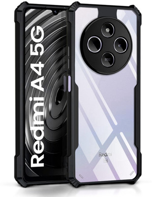 Doubledicestore Back Cover for Redmi A4 5G, POCO C75 5G, Redmi 14C 5G(Transparent, Black, Camera Bump Protector, Pack of: 1)