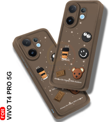 AelVouX Back Cover for Vivo T4 Pro 5G(Brown, 3D Case, Silicon, Pack of: 1)