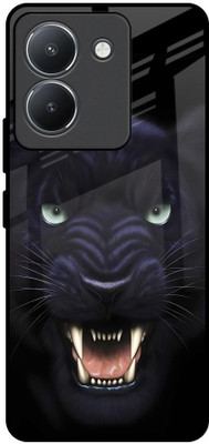 QRIOH Glass Back Cover for Vivo Y36(Black, Grip Case, Pack of: 1)