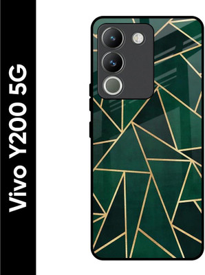 QRIOH Glass Back Cover for Vivo Y200 5G(Green, Gold, Pack of: 1)
