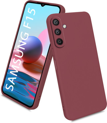 Coverskart Back Cover for Samsung Galaxy F15 5G, Liquid Silicone Case inner Microfiber Cloth(Maroon, Camera Bump Protector, Silicon, Pack of: 1)