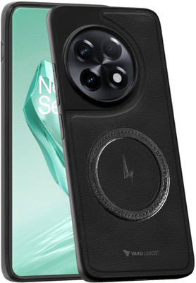 Vaku Luxos Back Cover for OnePlus 11R, Maxtron Leather Stitched Magsafe Compatible Case Camera Screen Protector(Black, Shock Proof, Pack of: 1)