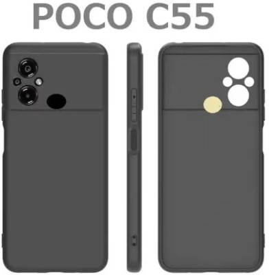 myamma Back Cover for POCO C55,Candy(Black, Transparent, Grip Case, Silicon, Pack of: 1)