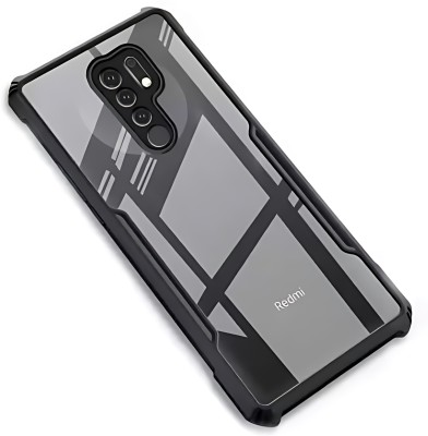 Sciforce Back Cover for Mi Redmi 9 Prime, Hybrid Hard Transparent Back TPU Bumper(Black, Transparent, Pack of: 1)