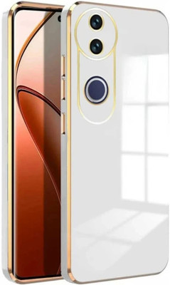 RESOURIS Back Cover for vivo V50 5G, vivo V50e 5G(White, Gold, Camera Bump Protector, Silicon, Pack of: 1)