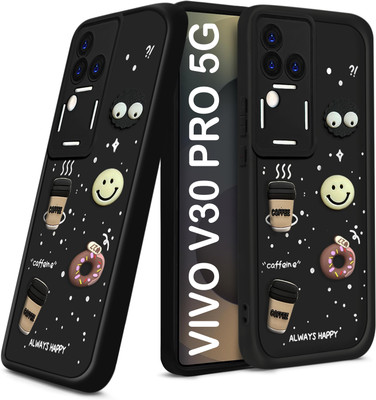 TRUEUPGRADE Back Cover for Vivo V30 Pro 5G Cute Fun Cartoon 3D Ball Coffee Case(Black, 3D Case, Silicon, Pack of: 1)