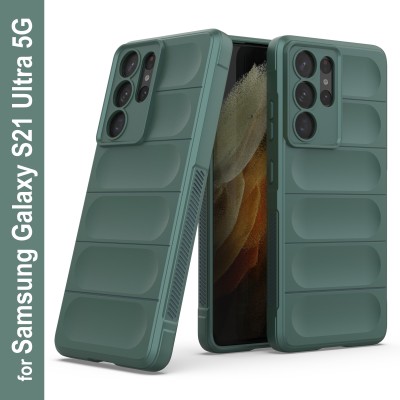 GLOBAL NOMAD Back Cover for Samsung Galaxy S21 Ultra(Green, Grip Case, Silicon, Pack of: 1)