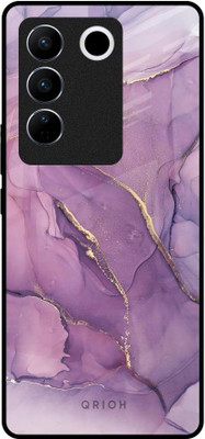 QRIOH Glass Back Cover for Vivo V27 5G(Multicolor, Grip Case, Pack of: 1)
