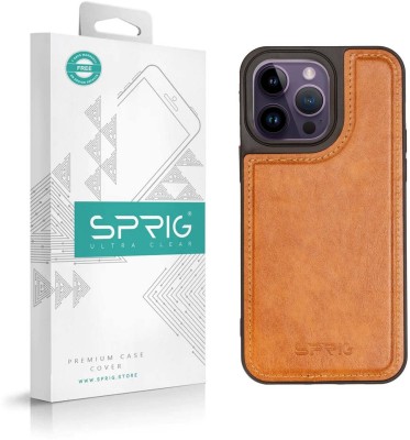 Sprig Glossy Leather Back Cover for APPLE iPhone 14 Pro(Brown, Grip Case, Pack of: 1)