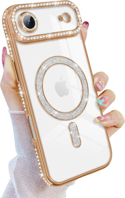 AGRONA Back Cover for iPhone 17 Air – Luxury Glitter Crystal Sparkling Diamond Design Case for Girls Shockproof(Gold, Camera Bump Protector, Pack of: 1)