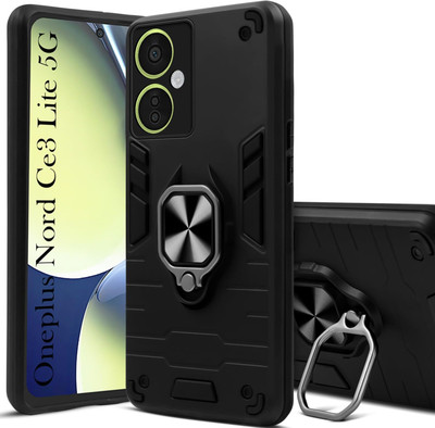 WOW Imagine Back Cover for OnePlus Nord CE 3 Lite 5G (Armor | Hybrid PC + TPU | Full Protection with Kickstand )(Black, Ring Case, Pack of: 1)