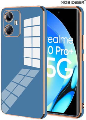 MOBIDEER Back Cover for Realme 10 Pro Plus 5G, Golden Line Premium Soft Chrome Case, Silicon Gold Border(Blue, Shock Proof, Silicon, Pack of: 1)