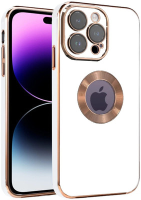 mobies Back Cover for Apple iPhone 14 Pro(White, Gold, Camera Bump Protector, Silicon)
