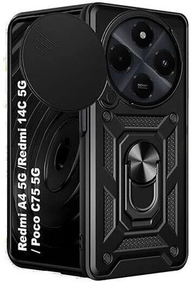 casecult Back Cover for MI redmi 14c 5G, POCO C75 5G, MI REDMI A4 5G(Black, Stand, Pack of: 1)