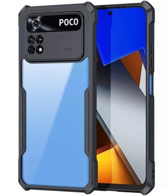 COVERHEAD Back Cover for Back Cover for Mi Redmi Poco M4 Pro 4G (Transparent, Black,Pack of: 1)(Black, Camera Bump Protector)