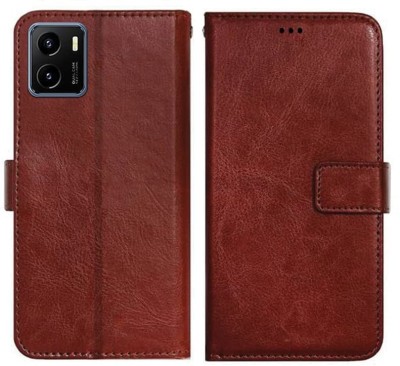 CaseDeal Flip Cover for Vivo Y15s, V2125, Vivo Y01, V2118 Premium Leather Finish, with Card Pockets, Wallet Stand(Brown, Shock Proof, Pack of: 1)