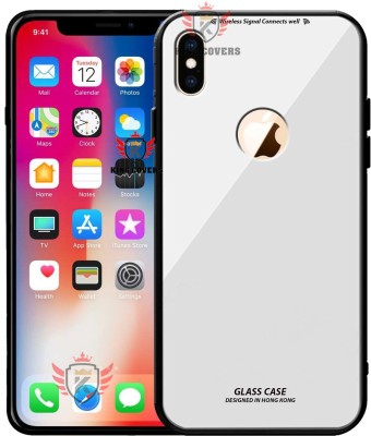 KING COVERS Back Cover for Apple iPhone X, Luxurious 9H Toughened Glass Back Case Shockproof TPU Bumper(White, Dual Protection, Pack of: 1)