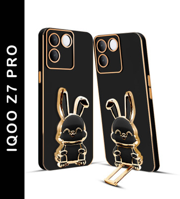 RESOURIS Back Cover for IQOO Z7 Pro 5G, IQOO Z7 Pro(Black, Gold, Cases with Holder, Silicon, Pack of: 1)