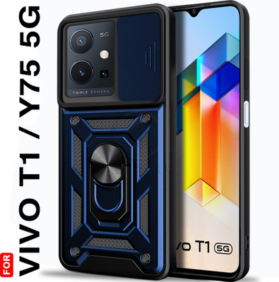 AelVouX Back Cover for Vivo T1 / Y75 5G(Blue, Ring Case, Pack of: 1)