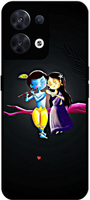 FAZAKA Back Cover for OPPO RENO 8 On Glossy Metal Phone Cover | LORD RADHE KRISHNA(Multicolor, Dual Protection, Pack of: 1)