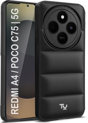 Vshop Back Cover for Redmi A4 5G / Redmi 14C 5G, realme C75 5G(Black, Puffer, Silicon, Pack of: 1)